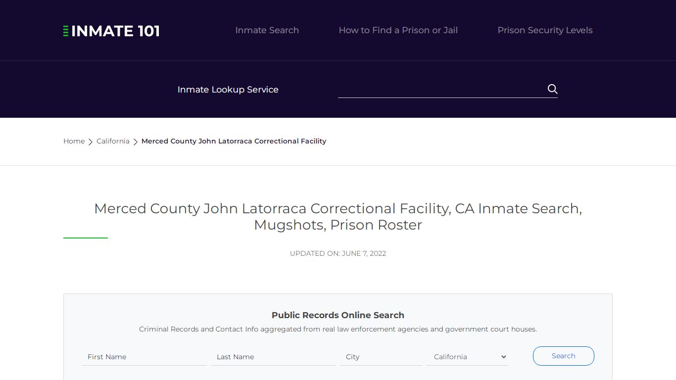 Merced County John Latorraca Correctional ... - Inmate Locator